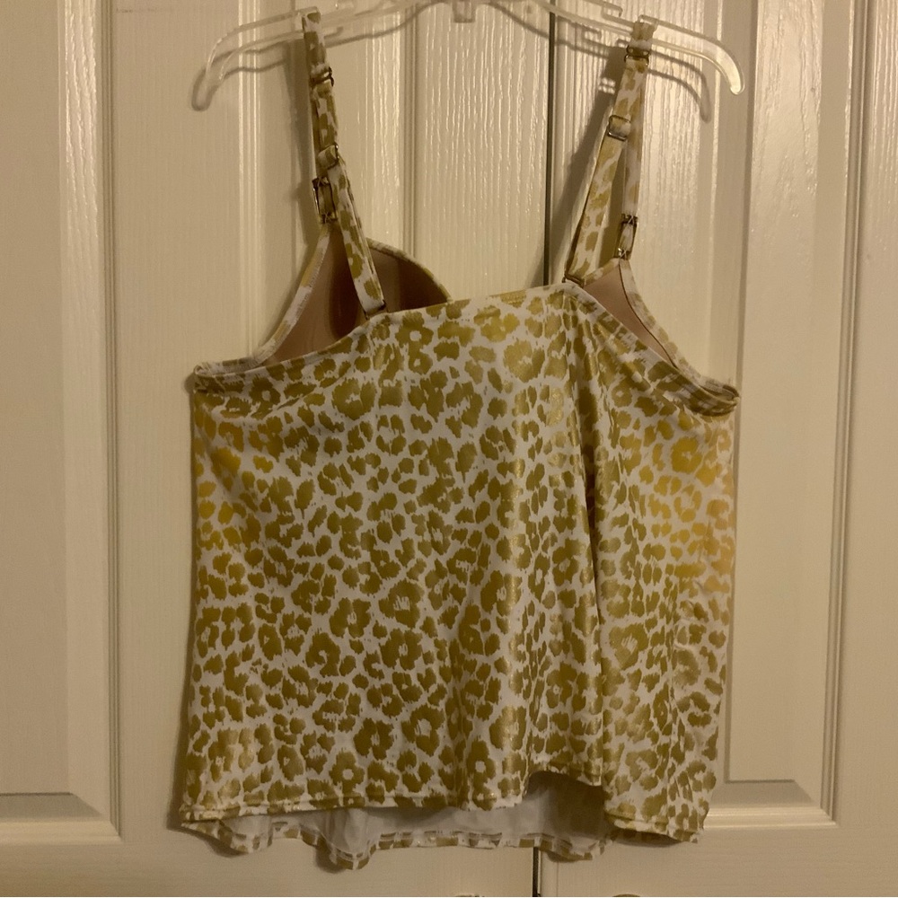 Rare Find!! Cacique Tankini Swim Set - Gold & White Leopard - 42C Top/16 Skirt - Picture 4 of 12